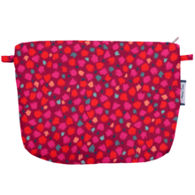 Pochette tissu pompons cerise