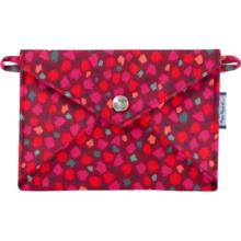 Petite pochette enveloppe pompons cerise