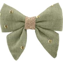 Barrette Mini Noeud Papillon gaze pois or vert amande