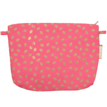 Pochette tissu feuillage or rose