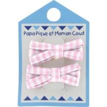 Barrette clic-clac mini ruban vichy rose