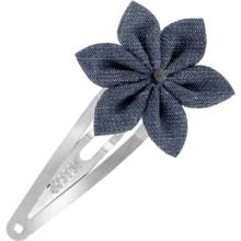 Barrette clic-clac fleur étoile jean fin