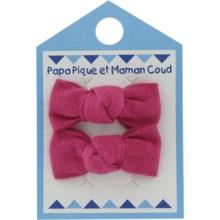 Barrettes clic-clac petits noeuds fuchsia