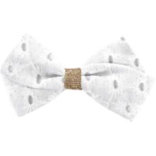 Petite Barrette Double Noeud Croisé broderie anglaise