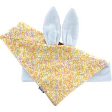 Doudou Lapin mimosa jaune rose