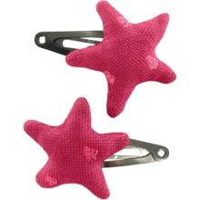 Barrettes clic-clac étoile plumetis rose fuchsia