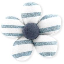 Petite barrette mini-fleur rayé bleu blanc