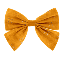 Barrette noeud papillon gaze dentelle ocre