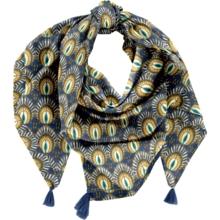 Foulard pompon plumes de paon