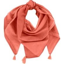 Foulard pompon gaze lurex corail