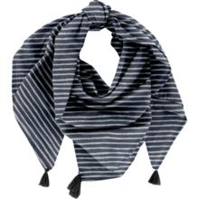 Foulard pompon rayé argent marine