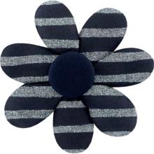 Barrette fleur marguerite rayé argent marine