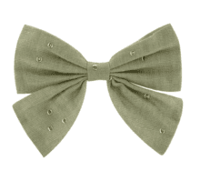 Barrette noeud papillon gaze pois or vert amande