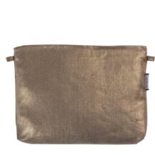 Pochette tissu lin or