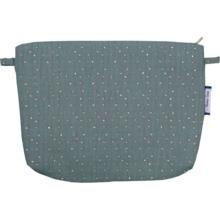 Pochette tissu gaze pois or bleu gris