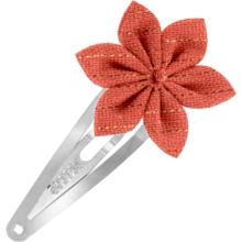 Barrette clic-clac fleur étoile gaze lurex corail