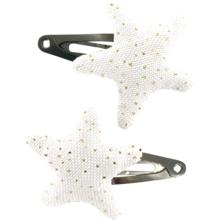 Barrettes clic-clac étoile  blanc pailleté