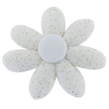 Barrette fleur marguerite  blanc pailleté