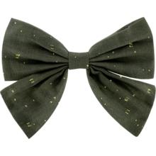 Barrette noeud papillon gaze pois or kaki