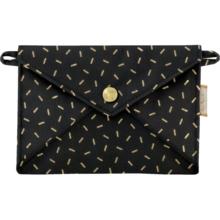 Petite pochette enveloppe  paille dorée noir