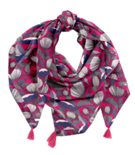 Foulard pompon pavot  fuchsia