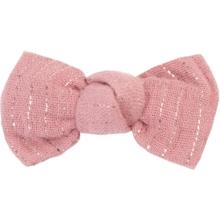 Barrette petit noeud gaze lurex vieux rose 