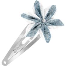 Barrette clic-clac fleur étoile rayé bleu blanc