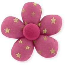 Petite barrette mini-fleur etoile or fuchsia