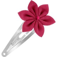 Barrette clic-clac fleur étoile plumetis rose fuchsia