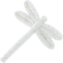 Barrette libellule  blanc pailleté