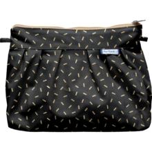 Pochette plissée  paille dorée noir