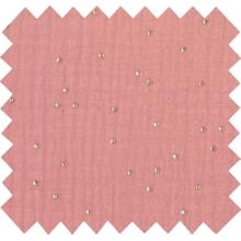 Tissu ex2268 gaze pois or rose foncé