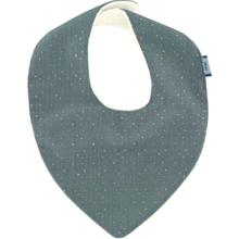 Bavoir bandana gaze pois or bleu gris