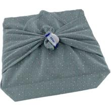 Furoshiki petit 35 x 35 cm gaze pois or bleu gris