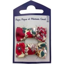 Barrettes clic-clac petits noeuds coquelicot