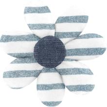 Barrette fleur marguerite rayé bleu blanc