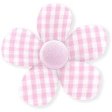 Petite barrette mini-fleur vichy rose