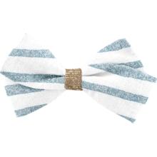 Petite Barrette Double Noeud Croisé rayé bleu blanc