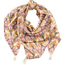 Foulard pompon ikat ocre