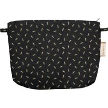 Pochette tissu  paille dorée noir