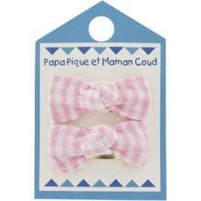 Barrettes clic-clac petits noeuds vichy rose