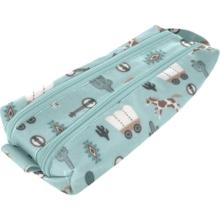 Trousse double compartiment bleu western