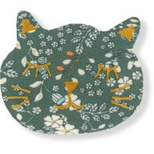 Barrette miaou fleuri kaki