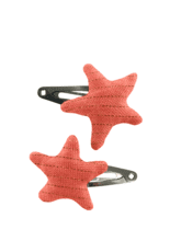 Barrettes clic-clac étoile gaze lurex corail