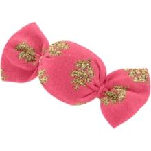 Petite barrette mini bonbon feuillage or rose