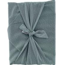 Furoshiki grand 73 x 73 cm gaze pois or bleu gris