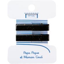 Petite barrette croco noir pailleté cr045