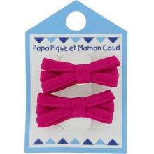 Barrette clic-clac mini ruban fuchsia