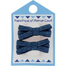 Barrette clic-clac mini ruban jean fin