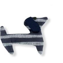 Barrette basset rayé argent marine